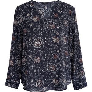 Ann Taylor Long Sleeve Blouse / Shirt - Womens Large Dark Navy / Multi #46902-E4